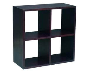 Square 4 Cube Storage Shelf Bookcase in Chocolate