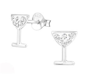 Sterling Silver Kids Cocktail Glass Stud earrrings made with Swarovski Crystal