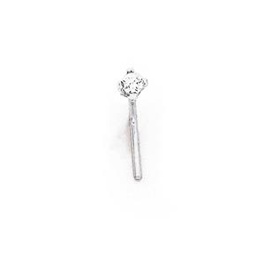 Sterling Silver White Cubic Zirconia Claw Nose Stud