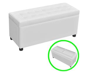 Storage Ottoman Artificial Leather White Bench Chest Cabinet Organiser