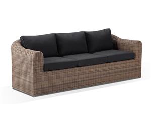 Subiaco 3 Seater Outdoor Wicker Lounge - Outdoor Wicker Lounges - Brushed Grey And Denim