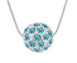 Swarovski Crystal Elements - Shamballa Ball Necklace - 5 Colours - White Gold Plate - Valentine's Day Gift Idea - Sea Blue