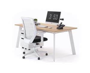 Switch Executive Desk - White Frame [1600L x 800W] - maple silver modesty