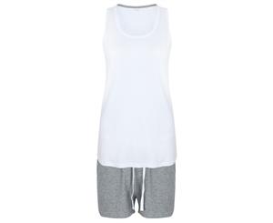Towel City Womens/Ladies Pyjama Vest And Shorts Set (White/Heather Grey) - RW5462