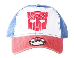 Transformers Baseball Cap Autobots Logo Distressed Official Strapback - White