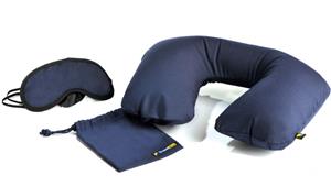 Travel Blue Sleep Set with Inflatable Travel Pillow and Eye Mask