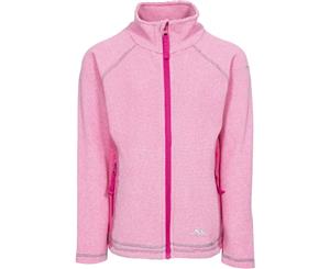 Trespass Girls Bunker Full Zip Airtrap Warm Knitted Fleece Jacket Top - PINK LADY STRIPE