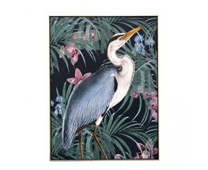 Tropical Heron Printed Wall Art - 82 x 62cm