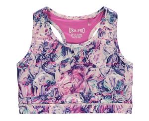 USA Pro Girls Fitness Crop Top Junior - Abstract Floral