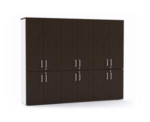 Uniform - 12 Door Large Storage Cupboard with Small Medium Doors White Handle - wenge