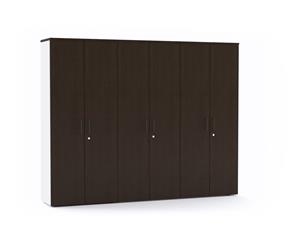 Uniform - 6 Door Large Storage Cupboard with Large Doors [black handle] - wenge