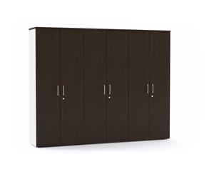 Uniform - 6 Door Large Storage Cupboard with Large Doors [silver handle] - wenge