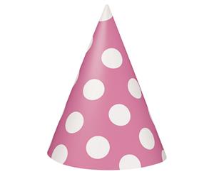 Unique Party Polka Dot Party Hats (Pack Of 8) (Hot Pink/White) - SG5869