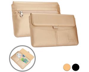 Universal 7-8'' Tablet sleeve case COOPER ENVELOPE Business Travel Portfolio PU Leather Sleeve Pouch Carrying Case Bag Cover with Card Slot Pocket & Stylus Holder (Gold)