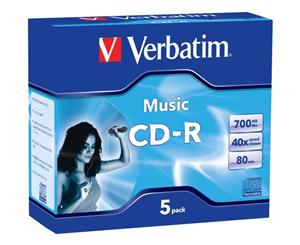 VCDRA-5 5 Pack CD-R 80Min Audio CD Verbatim 9311599626207