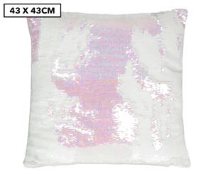 Vistara Sequin Cushion - White/Iridescent