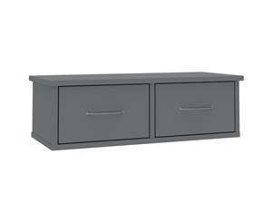 Wall-mounted Drawer Shelf High Gloss Grey 60x26x18.5cm Chipboard Unit