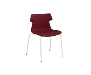 Wave Fabric Chair - 4 Legged White - burgundy