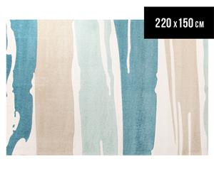 Zen Collection 220 x 150cm Painted Bold Stripe Rug - Blue