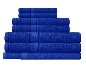 100% Combed Cotton 7 Pieces Bath Towel Set Royal Blue