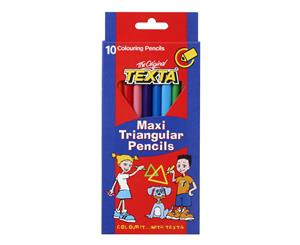 10pc Texta Maxi Triangular Colouring Pencils Art Drawing Coloured Sketch f/ Kids