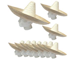 10pcs Mexican Sombrero Straw Party Costume Hat - Beige