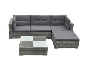 14 Pieces Garden Lounge Set Poly Rattan Grey Outdoor Lounge Couch