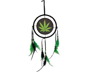 16CM Long Marijuana Leaf Hemp Dream Catcher - Green and Black