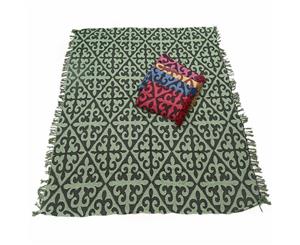 1pce Green Chevron Design Throw Rug / Table Cloth / Picnic / Camping Blanket 180x200cm - Green