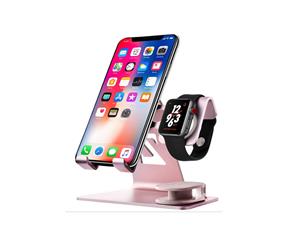 2 in 1 Aluminum Charging Station for Apple Watch and Phone-Rose gold