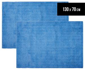 2 x Monroe 130x70cm Super Soft Microfibre Shag Rug - Blue