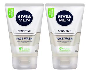2 x Nivea Men Sensitive Face Wash 100mL