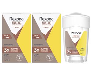 2 x Rexona Women's Clinical Protection Antiperspirant Deodorant Cream Sensitive 45mL