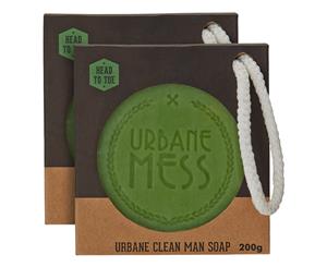 2 x Urbane Mess Clean Man Soap Hemp Oil & Ginseng 200g