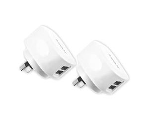 2pc Sansai Dual USB Port Adapter Wall Charger 2.1A for Smartphones Apple Samsung