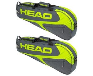 2x Head Elite Tennis 3R Pro Carry Sports Bag for Racquet/Racket Grey/Neon Yellow