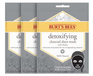 3 x Burt's Bees Detoxifying Charcoal Sheet Mask 9.35g