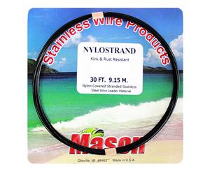 30ft Coil of 45lb Black Nylostrand Stainless Steel Fishing Wire Leader Material