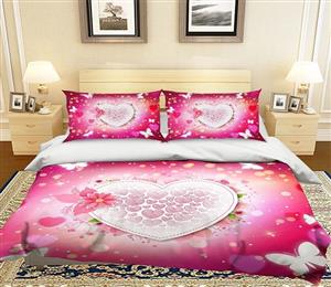 3D Pink Love 238 Bed Pillowcases Quilt