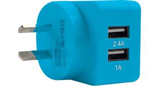 3SIXT Dual 3.4A USB Wall Charger - Blue
