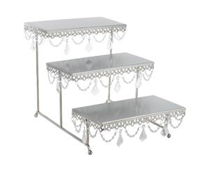 3-Tier Serving Platter and Cupcake Stand with Crystals (Silver)