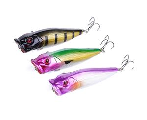 3X 95mm Popper Poppers Topwater Fishing Lures Surface GT Game Tackle Saltwater