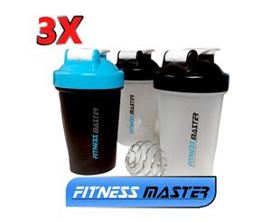 3x Multi 500ml GYM Protein Supplement Drink Blender Mixer Shaker Shake Ball Bottle