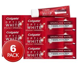 6 x Colgate Optic White Whitening Toothpaste Luminous Mint 95g