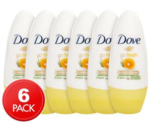 6 x Dove Go Fresh Moisturising Roll-On Deodorant Grapefruit & Lemongrass 50mL