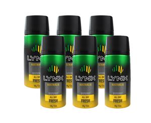6 x Lynx 100g Body Spray Australia For Him Mens Deodorant (6 Pack)