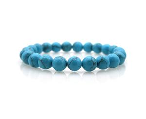 8mm Natural Dyed Blue Turquoise Beaded Stretchy Bracelet
