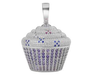 925 Sterling Silver Micro Pave Pendant - CUP CAKE - Silver