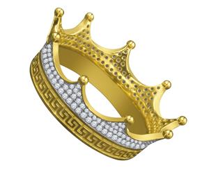 925 Sterling Silver Micro Pave Pendant - KING CROWN gold - Gold