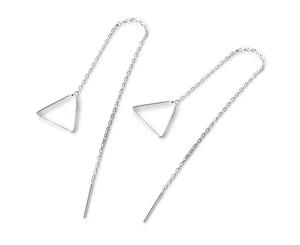 .925 Sterling Silver Triangle Threader Earrings-Silver